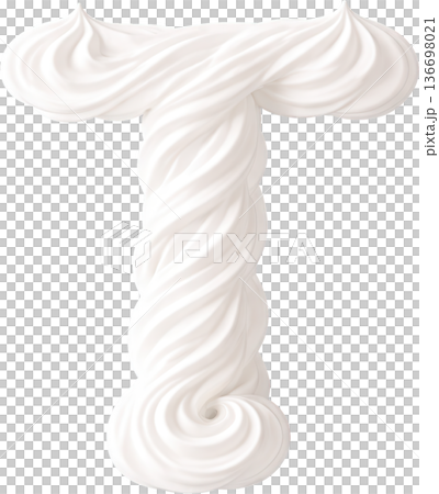 White whipped cream letter T with swirling texture White whipped cream letter T with swirling texture 136698021