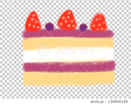 苺とブルーベリーのケーキクレヨンタッチ 136698189