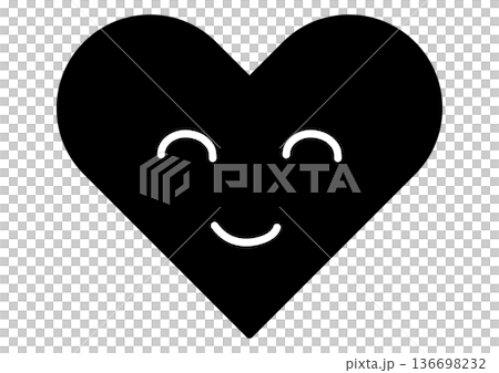 Smiling heart symbol - Black icon for SNS and messages - Love and joy Smiling heart symbol - Black icon for SNS and messages - Love and joy 136698232