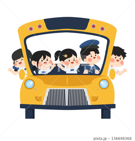 Children Riding A School Bus 136698368