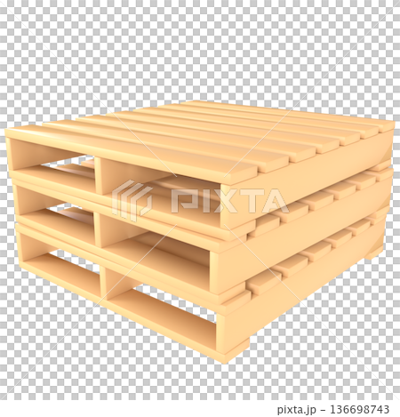 3D rendered illustration of stacked pallets used in the logistics industry 3D rendered illustration of stacked pallets used in the logistics industry 136698743