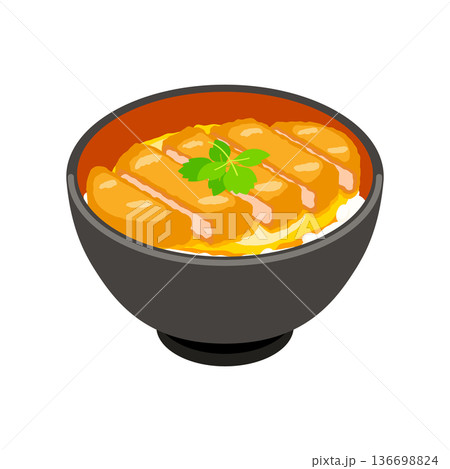 カツ丼のフラットイラスト 136698824