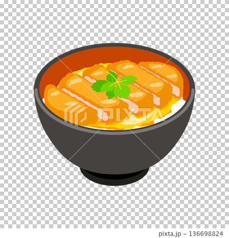 カツ丼のフラットイラスト 136698824
