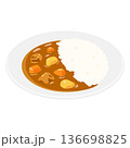 カレーライスのフラットイラスト 136698825