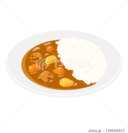 カレーライスのフラットイラスト 136698825