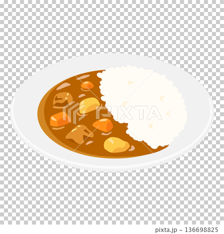 カレーライスのフラットイラスト 136698825