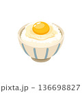 卵かけご飯のフラットイラスト 136698827