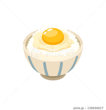 卵かけご飯のフラットイラスト 136698827