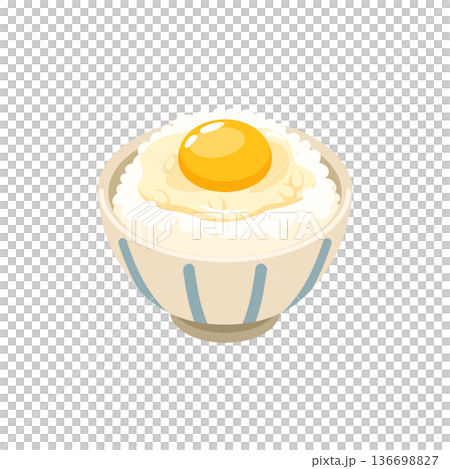 Flat illustration of rice with raw egg Flat illustration of rice with raw egg 136698827