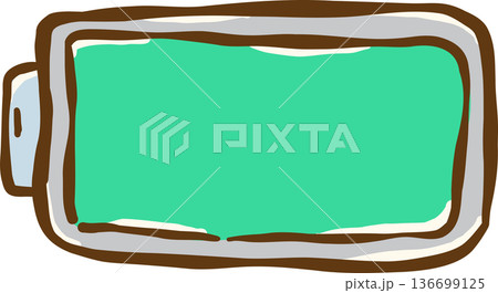 Hand Drawn Full Green Battery Doodle 136699125