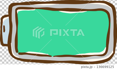 Hand Drawn Full Green Battery Doodle 136699125