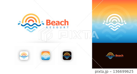 Sun Logo Summer Sunrise Sunset on Sea Icon in Line Boho Style. Modern Nature Circle Sunshine Light Symbol, Sunlight on Ocean Sign. Sunny Morning Label Emblem for Travel Design. Vector Logotype Sun Logo Summer Sunrise Sunset on Sea Icon in Line Boho Style. Modern Nature Circle Sunshine Light Symbol, Sunlight on Ocean Sign. Sunny Morning Label Emblem for Travel Design. Vector Logotype 136699625