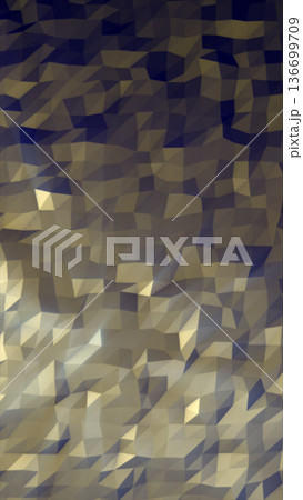Abstract polygonal surface with faceted golden shapes creating a low-poly geometric texture 136699709