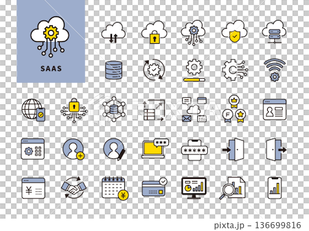 SaaS管理画面・クラウドサービス運用のためのアイコンセット SaaS管理画面・クラウドサービス運用のためのアイコンセット 136699816