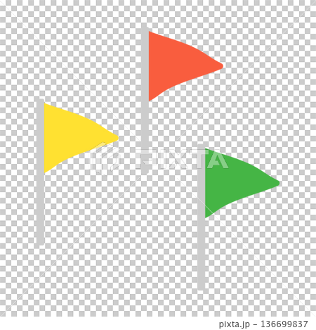 3種類の三角形の旗　イラストセット 136699837