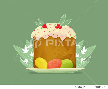 Easter cake with painted eggs, poster Easter cake with painted eggs, poster 136700423