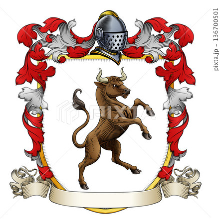 Bull Heraldry Coat of Arms Heraldic Animal Shield 136700501