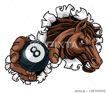 Horse Mustang Stallion Pool Billiards Sport Mascot 136700569