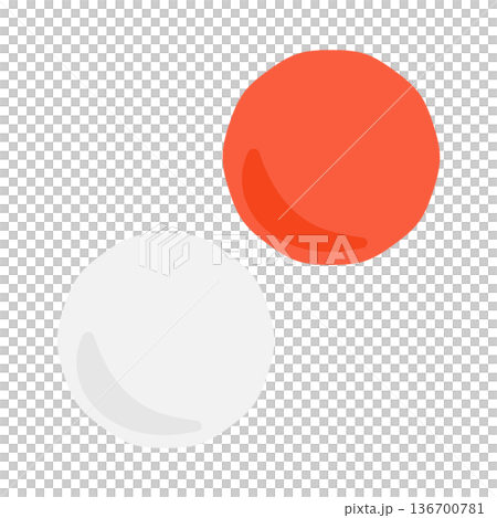 赤と白色の大玉転がしの玉　イラスト 136700781
