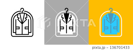 クリーニング済みジャケットのシンプルなラインアイコン 136701433