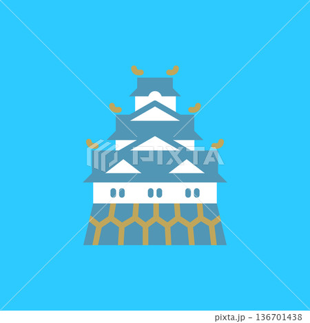 編集可能な大阪名物の大阪城ラインアイコン 136701438