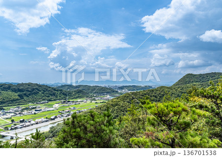 夏の高尾山から見た西大寺方面の風景 岡山県岡山市東区 夏の高尾山から見た西大寺方面の風景 岡山県岡山市東区 136701538