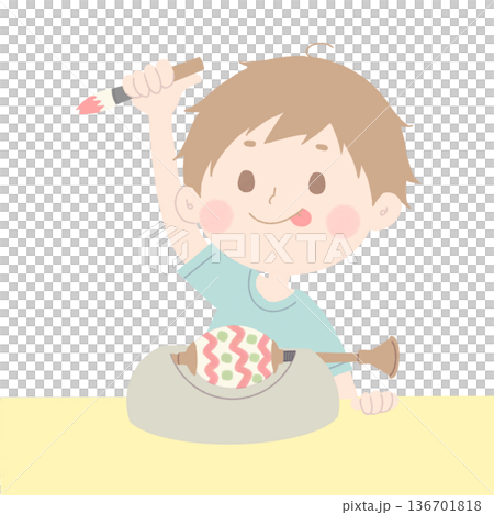 Boy painting Easter eggs Boy painting Easter eggs 136701818