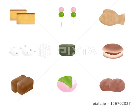 色々な和菓子のイラストセット 136702027