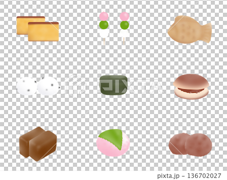 各種日本甜點的插圖集 各種日本甜點的插圖集 136702027