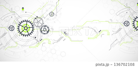 Abstract technology background. Cogwheels ART theme. Vector illustration 136702108