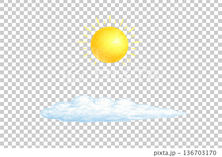 太陽 雲 水彩 天気 シンプル ナチュラル イラスト 切り抜き素材 136703170