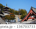 瓦屋根と三重塔が作る歴史的景観 136703733