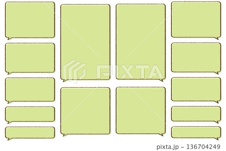 Web風。手描き風のいろんなサイズのシンプルな四角いフキダシセット。 Web風。手描き風のいろんなサイズのシンプルな四角いフキダシセット。 136704249