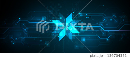 Ukrainian moderm technology background for science and business theme Ukrainian moderm technology background for science and business theme 136704351