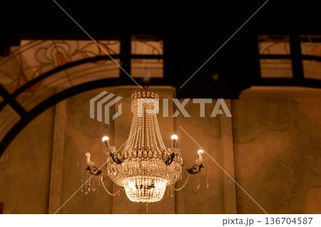 Heavy volumetric crystal chandelier. Palace interiors, Luxury 136704587
