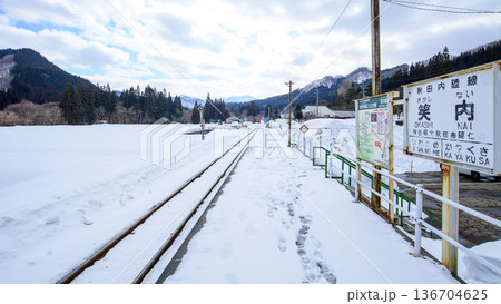 秋田内陸線 大雪で不通だった区間が開通された笑内駅 2026年2月17日 秋田県 秋田内陸線 大雪で不通だった区間が開通された笑内駅 2026年2月17日 秋田県 136704625