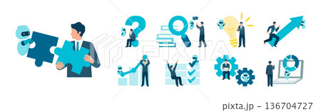 AIアシスタントとビジネスマンのコンセプトイラストセット 136704727
