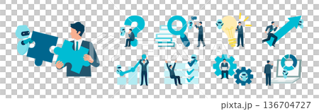 AIアシスタントとビジネスマンのコンセプトイラストセット 136704727