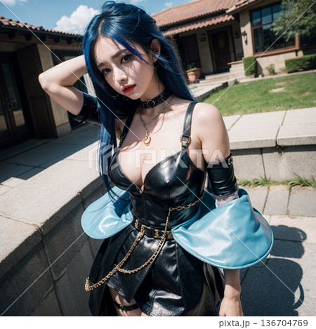 コスプレ、構えて、 ポーズ。 136704769