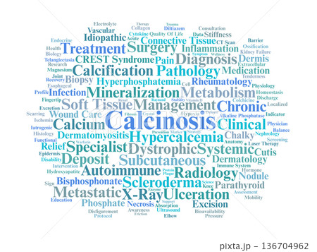 Calcinosis Word Cloud. Key Terms in Soft Tissue Mineralization and Autoimmune Pathology 136704962