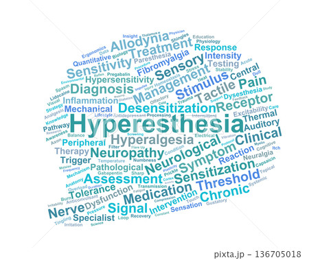 Hyperesthesia Word Cloud. Core Concepts in Sensory Sensitivity and Neuropathic Pain 136705018