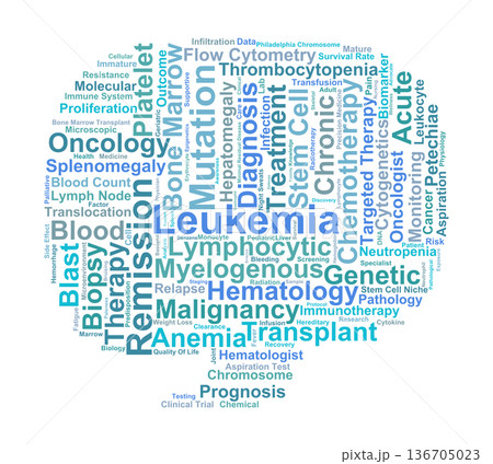 Leukemia Word Cloud. Core Terms in Blood Cancer Pathology and Hematological Care 136705023