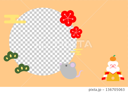 鼠年賀卡明信片插圖模板 136705063
