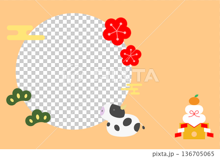 Cow New Year's card postcard illustration template Cow New Year's card postcard illustration template 136705065
