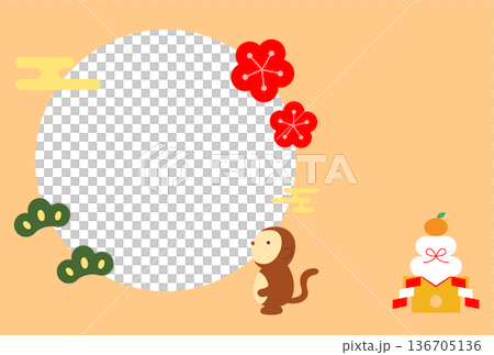 猴年賀卡明信片插圖模板 136705136