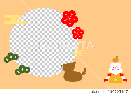 狗狗新年賀卡明信片插圖模板 狗狗新年賀卡明信片插圖模板 136705147