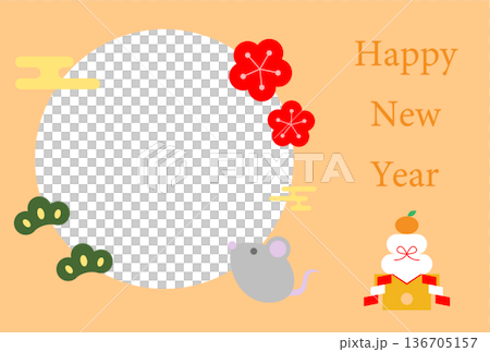 鼠年賀卡明信片插圖模板 鼠年賀卡明信片插圖模板 136705157