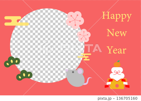 鼠年賀卡明信片插圖模板 鼠年賀卡明信片插圖模板 136705160