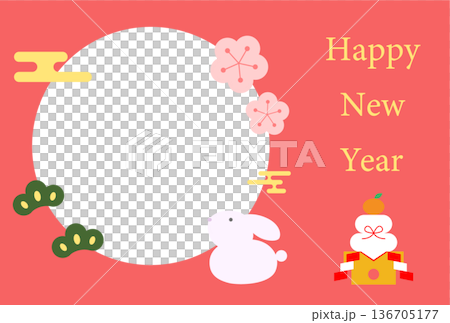 Rabbit New Year's card postcard illustration template Rabbit New Year's card postcard illustration template 136705177