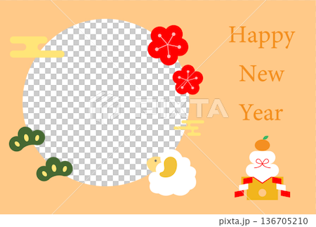 Sheep New Year's card postcard illustration template Sheep New Year's card postcard illustration template 136705210